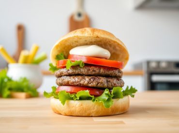 Heerlijke hamburger bereid in de Airfryer met een perfecte krokante laag.