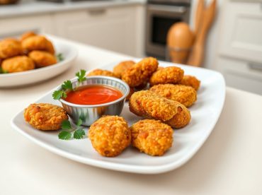 Krokante kipnuggets bereid in de airfryer voor een heerlijke en gezonde maaltijd.
