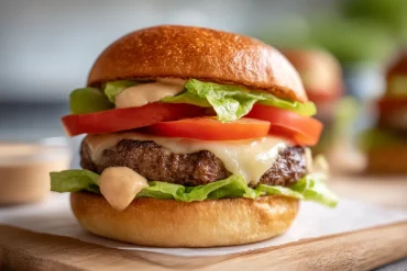 Heerlijke bevroren hamburger perfect bereid in de Airfryer voor een krokant resultaat.