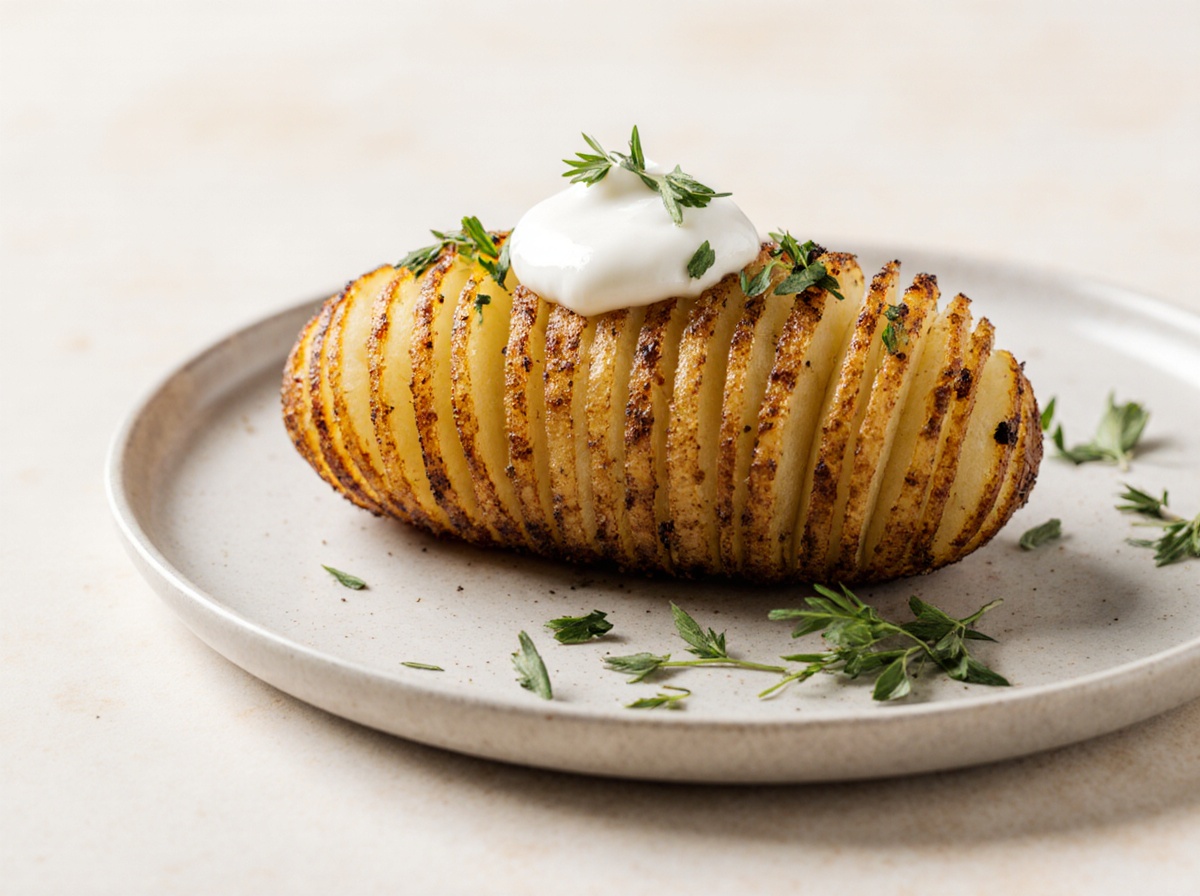 Heerlijke gepofte aardappel met krokante schil, perfect bereid in de Airfryer.