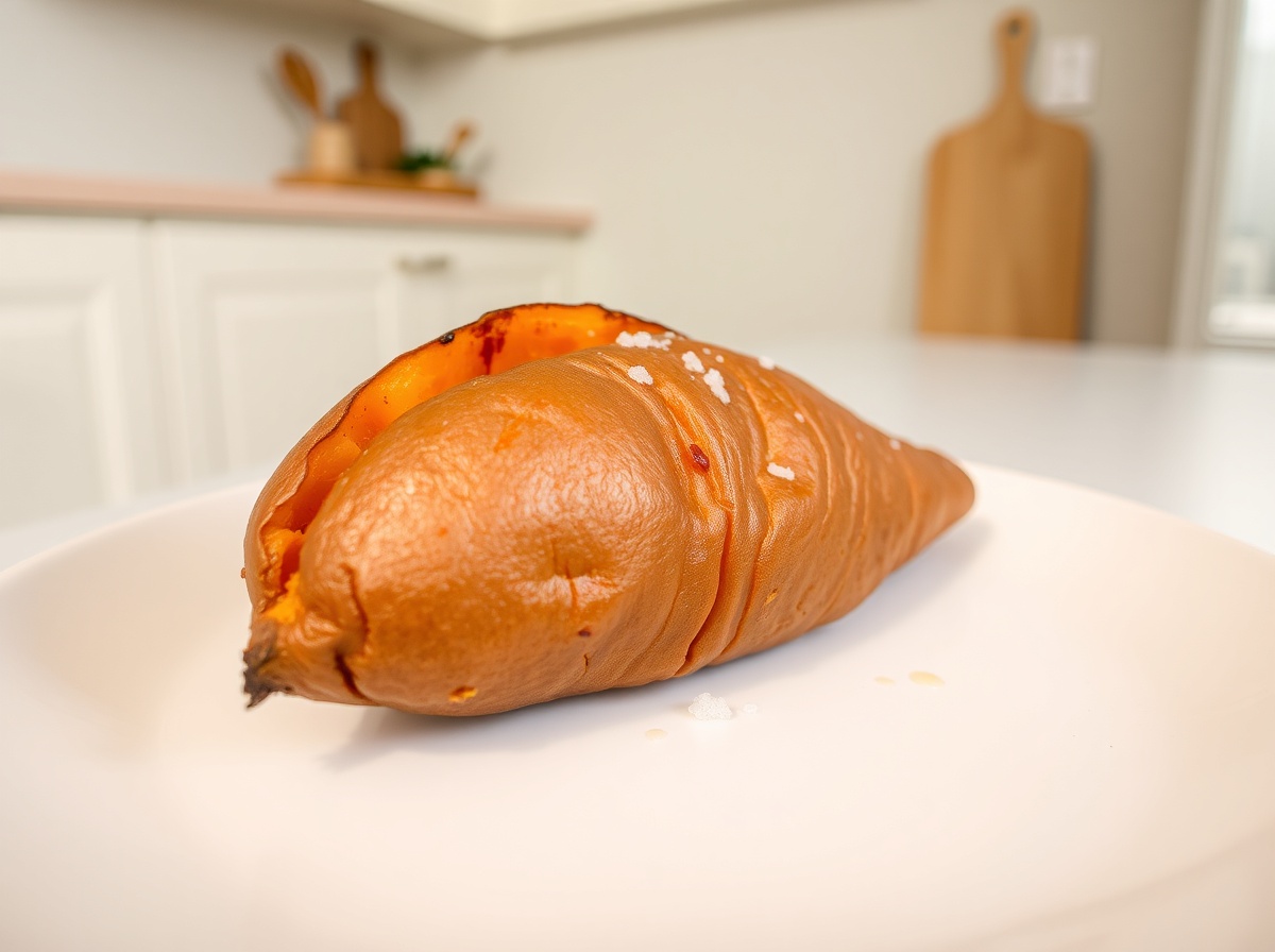 Heerlijke gepofte zoete aardappel, perfect bereid in de Airfryer voor een knapperig resultaat.