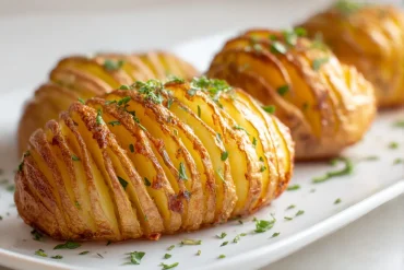 Heerlijke hasselback aardappelen die perfect zijn bereid in de Heteluchtfriteuse.