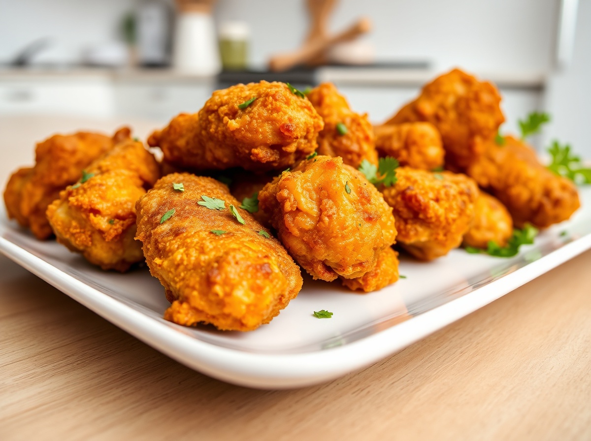 Heerlijke kipblokjes bereid in de Airfryer voor een gezondere maaltijd.