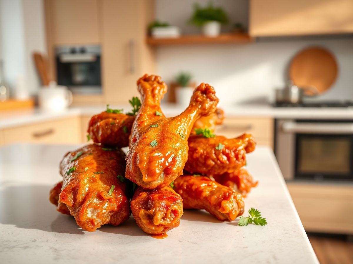 Gepofte en knapperige kippenvleugels bereid in de Airfryer, perfect voor elke gelegenheid.