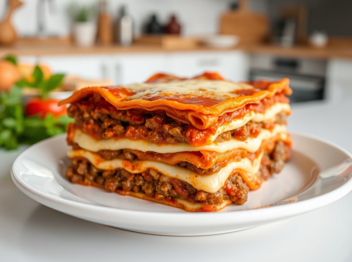 Heerlijke lasagne bereid in de Airfryer met malse lagen en smakelijke sauzen.