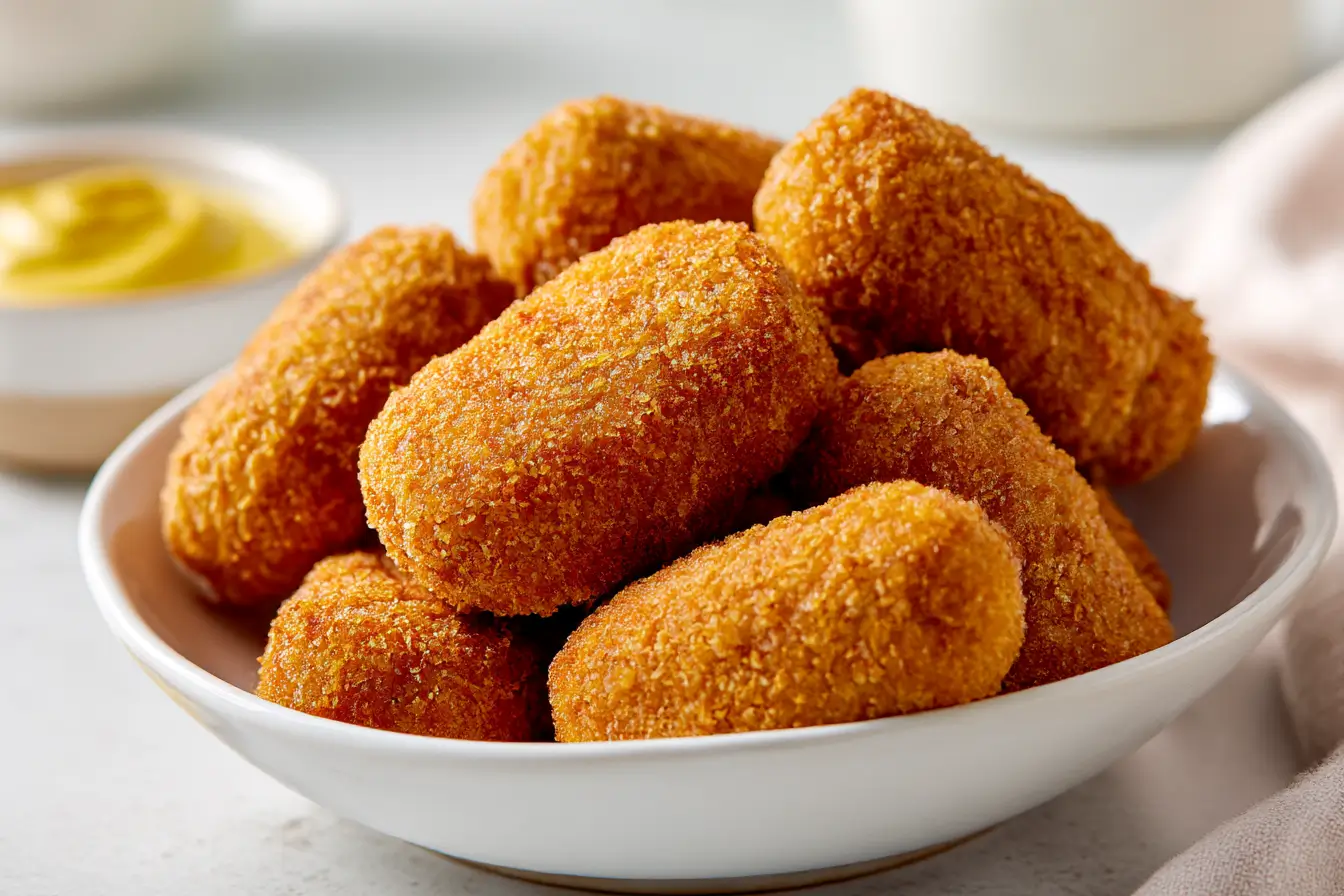 Heerlijke Mora Kroketten perfect bereid in de Heteluchtfriteuse voor een knapperige verwennerij.