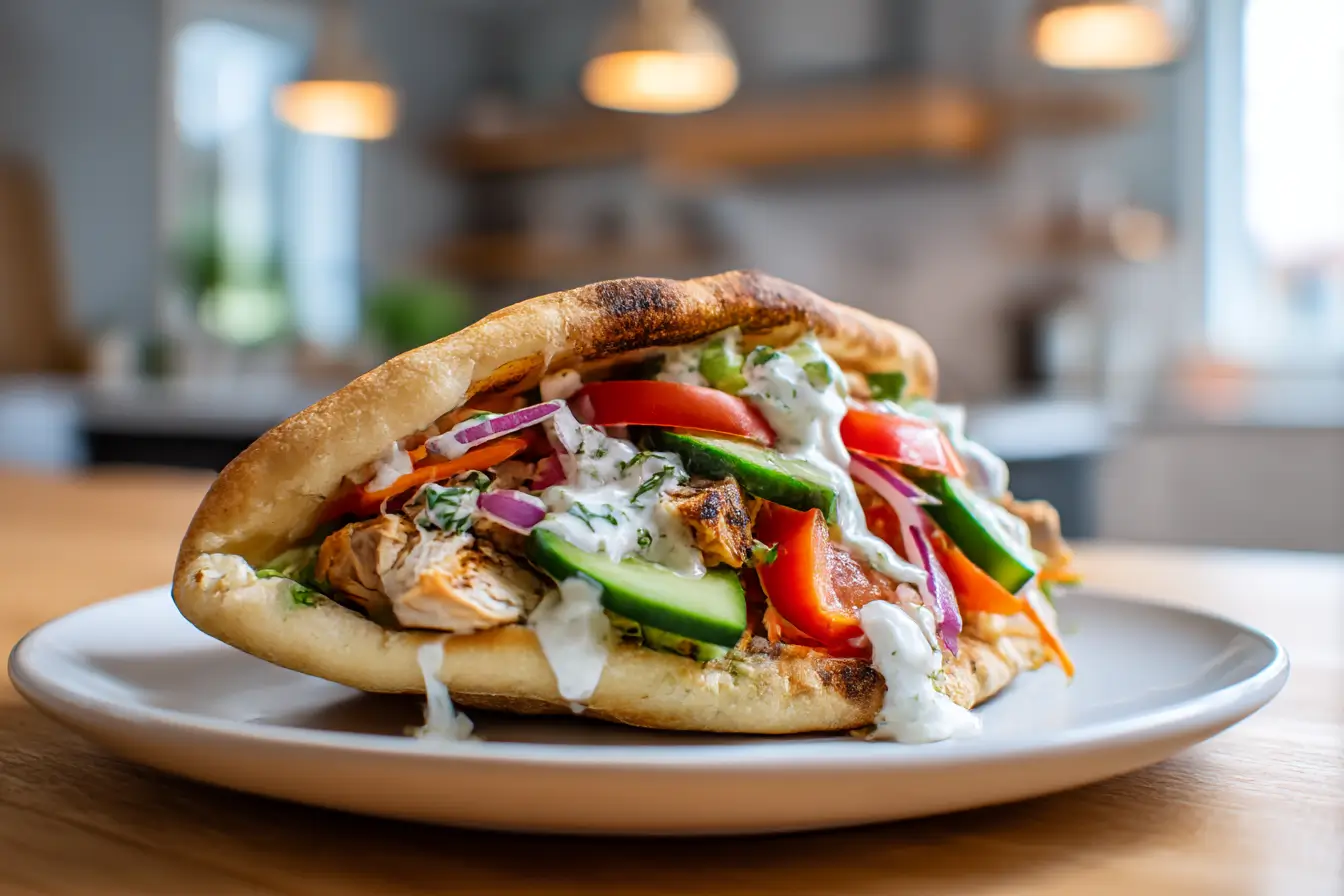 Heerlijk pitabrood met vers gebakken ingrediënten in de Airfryer.