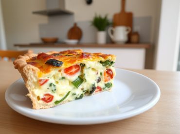 Heerlijke quiche met groenten en kaas, perfect bereid in de Heteluchtfriteuse.