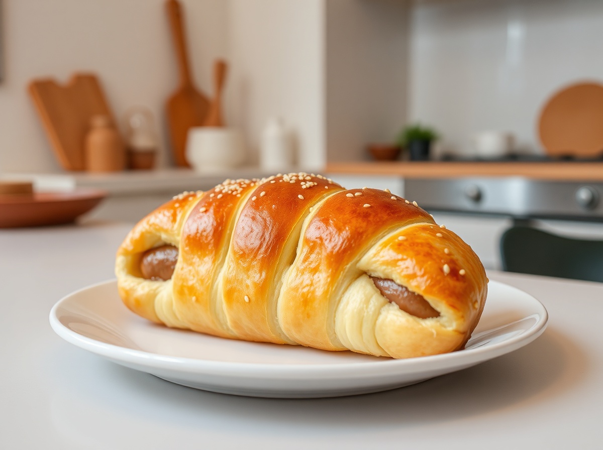 Heerlijke, knapperige saucijzenbroodjes bereid in de Airfryer voor een perfecte snack.