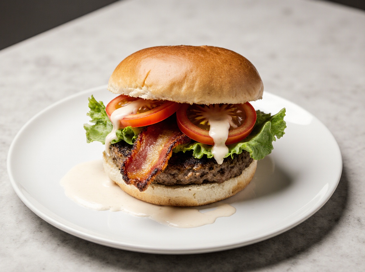 Heerlijke spekburger perfect gebakken in de Airfryer voor een knapperige bite.