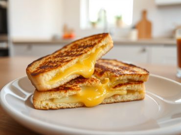 Heerlijke tosti met gesmolten kaas en ham, perfect bereid in de Heteluchtfriteuse.