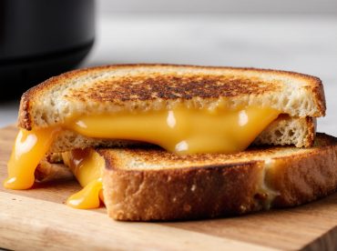 Heerlijke tosti gemaakt in de Airfryer met krokante korst en smeltende kaas.