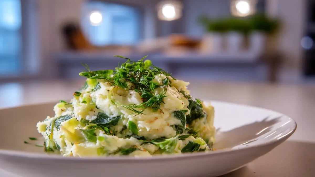 Heerlijke andijviestamppot die perfect bereid is in de Airfryer voor een gezonde maaltijd.