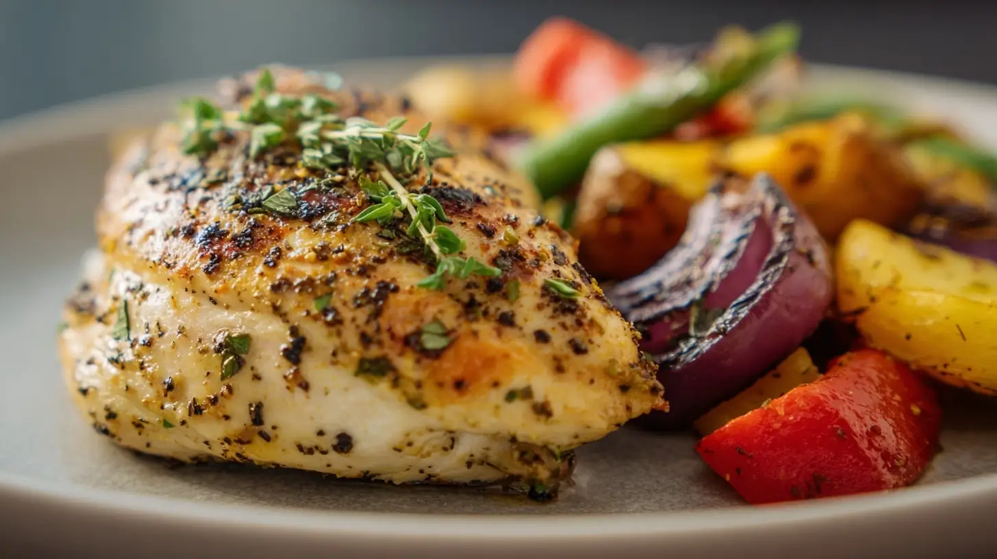 Heerlijke Griekse kip bereid in de Airfryer voor een snelle en smakelijke maaltijd.