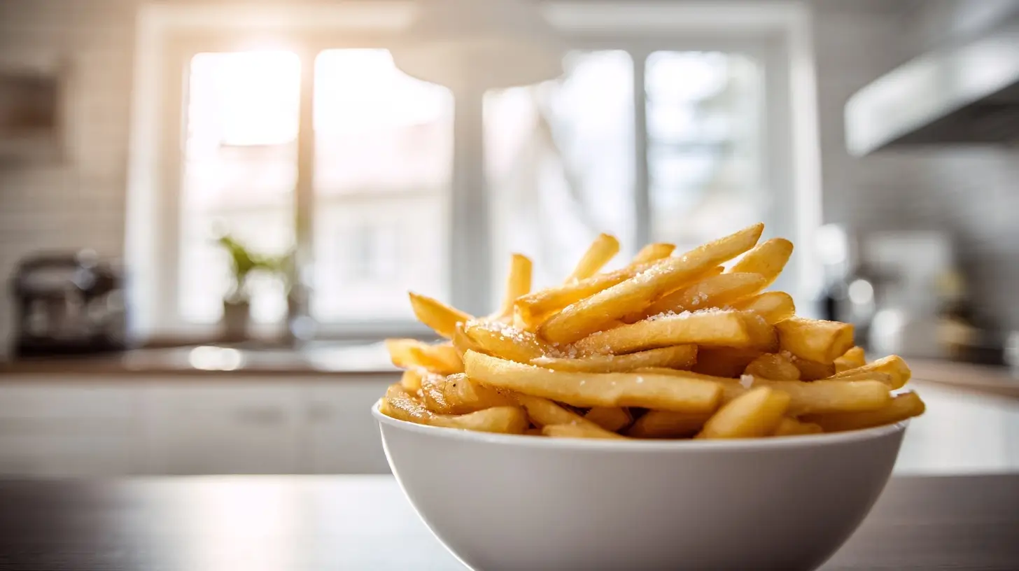 Perfecte frietjes met een krokante buitenkant en zachte binnenkant, gebakken in de Airfryer.