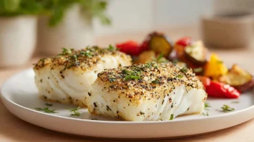 Malse kabeljauwfilet perfect bereid in de heteluchtfriteuse voor een gezonde maaltijd.