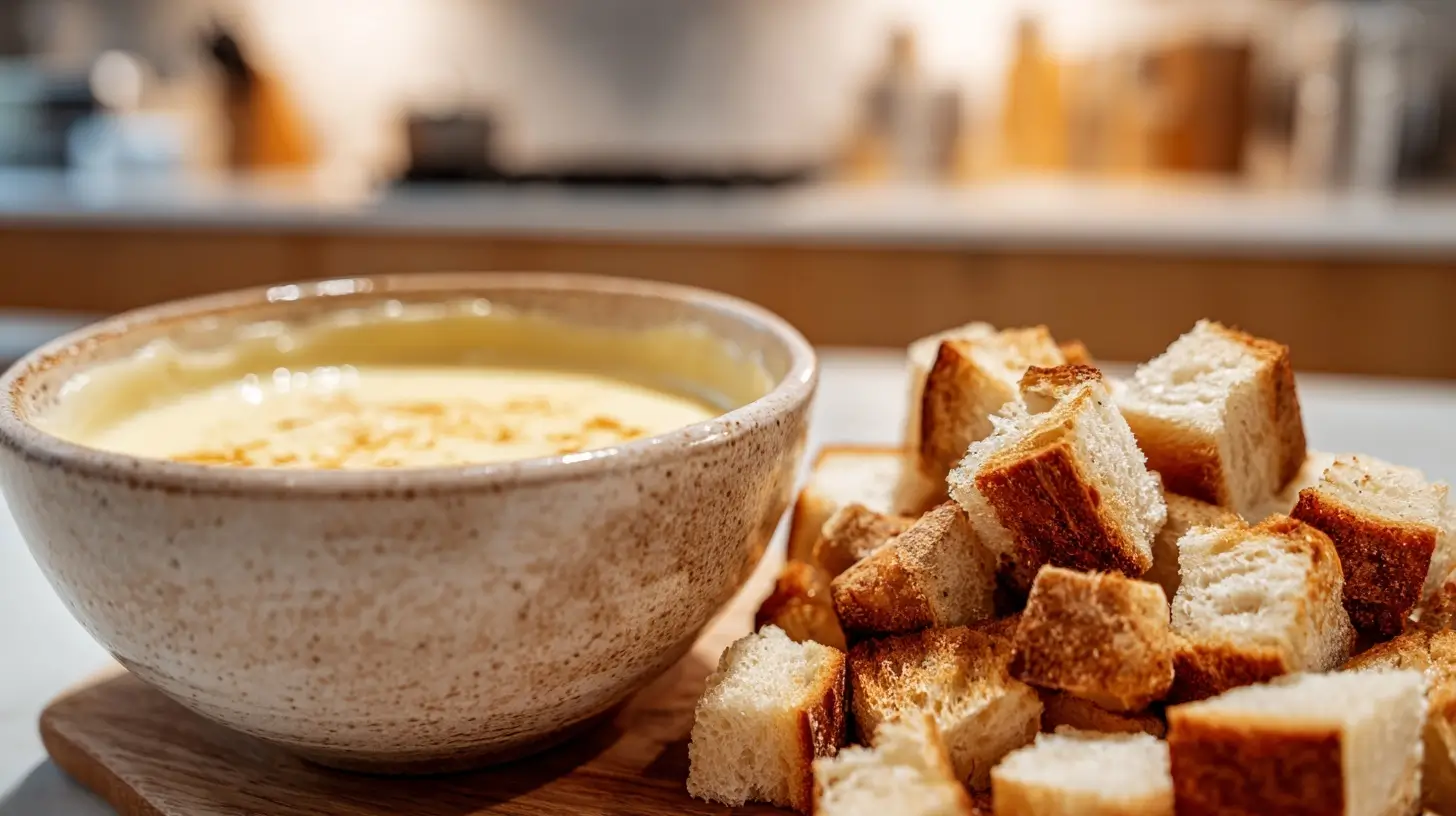 Heerlijke kaasfondue bereid in de Airfryer voor een leuke avond met vrienden.