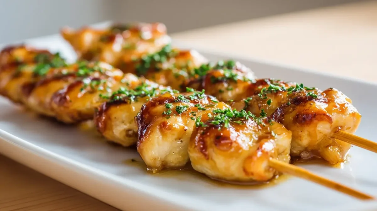 Heerlijke kipspiesjes bereid met de Airfryer, perfect gaar en vol van smaak.