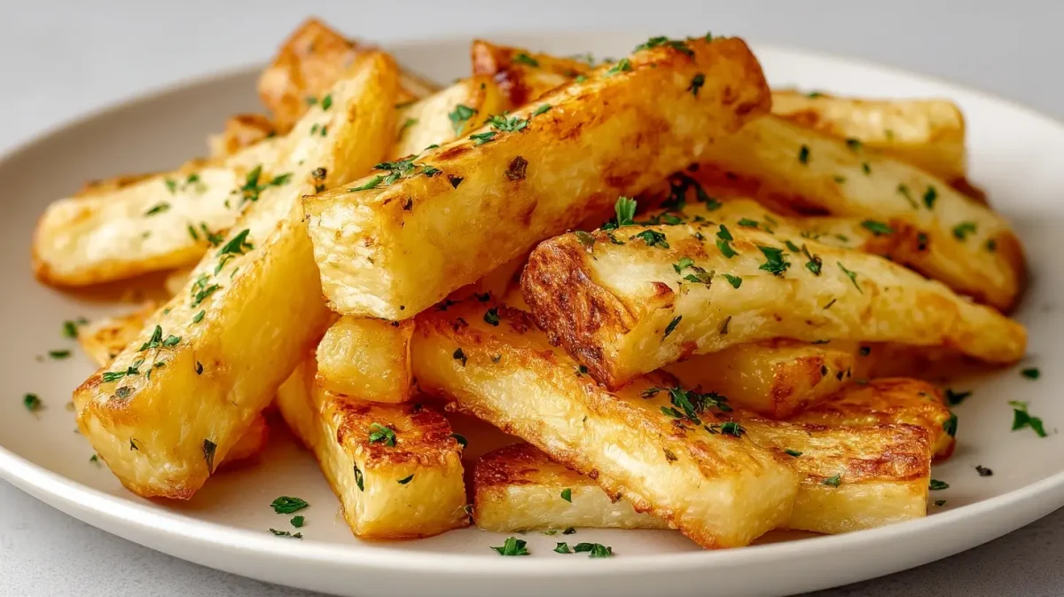 Geroosterde pastinaak met een knapperige textuur, perfect bereid in de Airfryer.