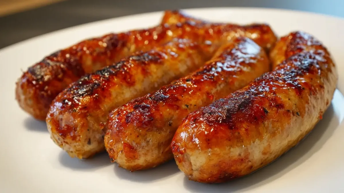 Heerlijke verse worst bereid in de Airfryer voor een perfecte maaltijd.