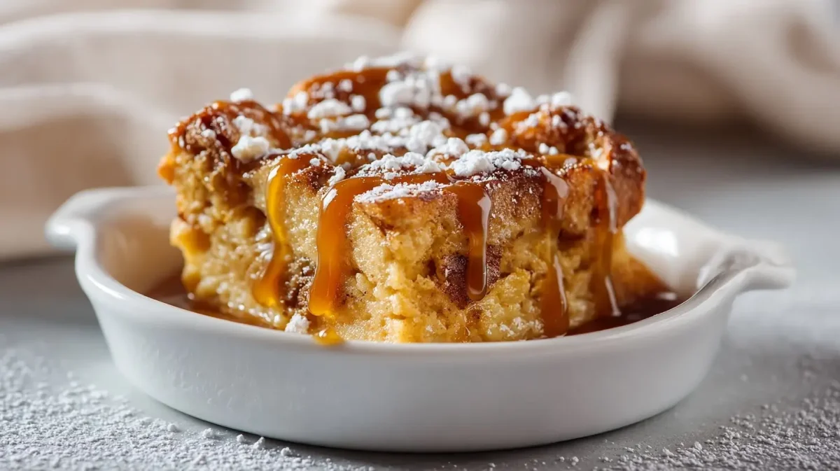 Heerlijke broodpudding gemaakt in de Heteluchtfriteuse voor een perfecte textuur.