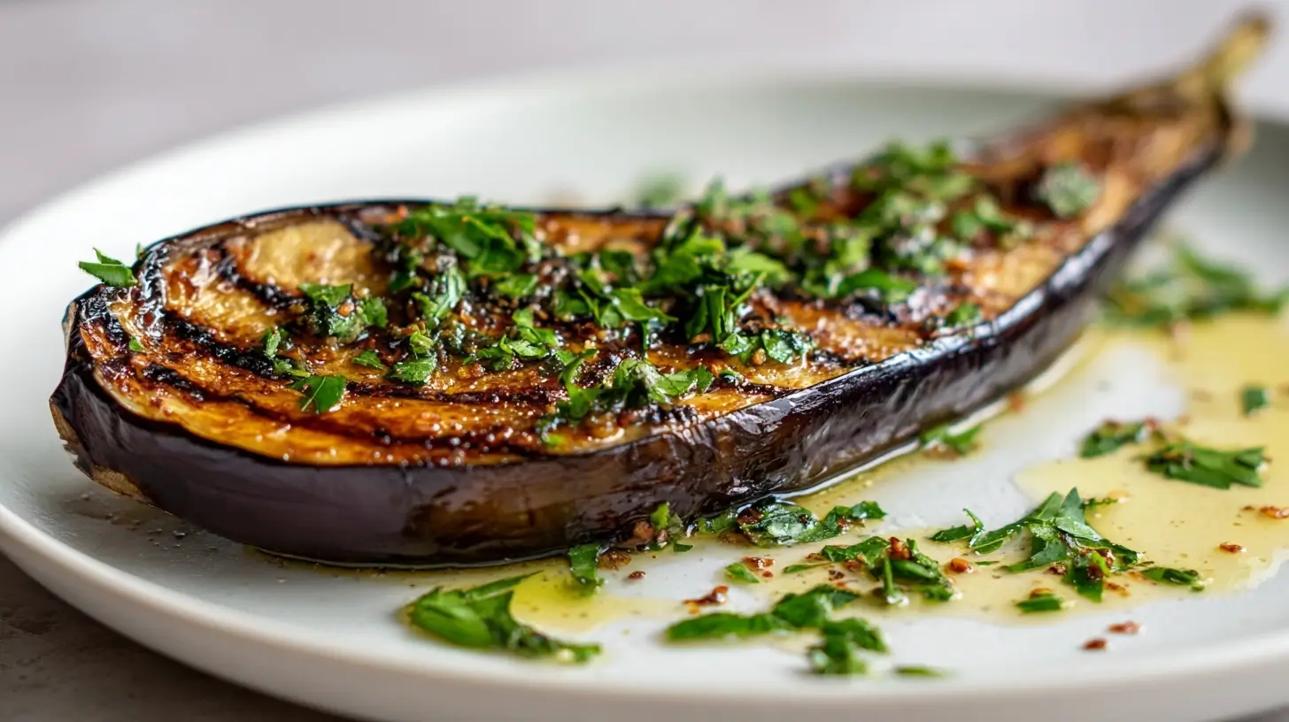 Heerlijke gepofte aubergine bereid in de Heteluchtfriteuse voor een smaakvolle maaltijd.