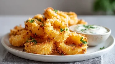 Heerlijke inktvisringen gebakken in de Heteluchtfriteuse, krokant en vol smaak.