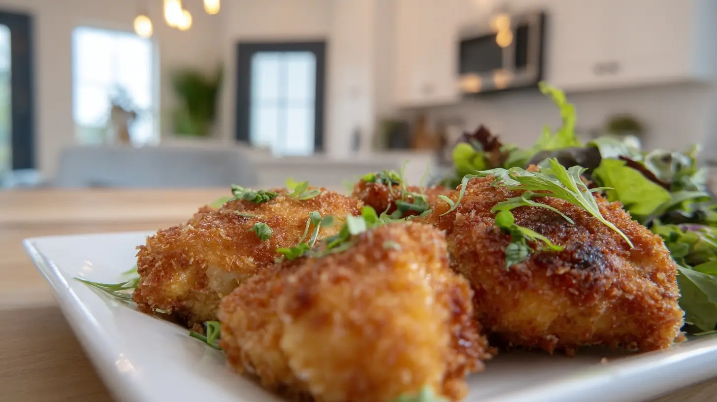 Krokante kip panko bereid in de Heteluchtfriteuse voor een heerlijke maaltijd.