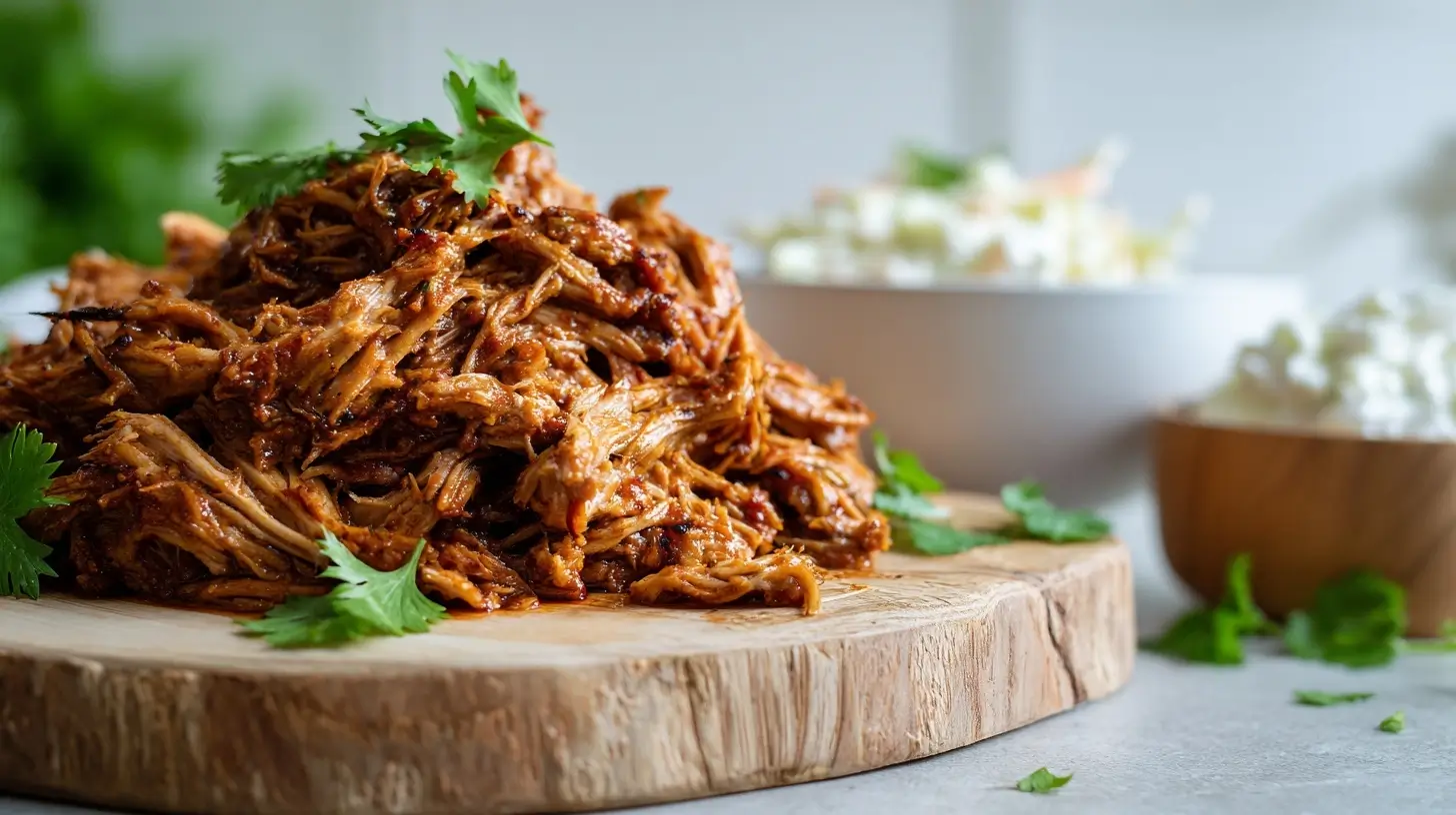 Heerlijke pulled pork bereid im Airfryer, perfect voor iedere gelegenheid.