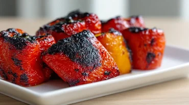 Gekleurde puntpaprika die heerlijk knapperig is bereid in de Airfryer.
