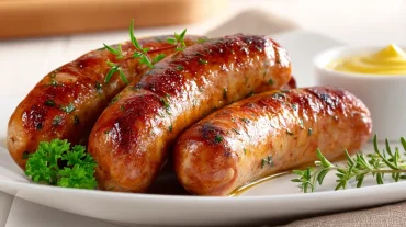 Heerlijk gekruide saucijzen, perfect bereid in de heteluchtfriteuse voor een knapperige bite.