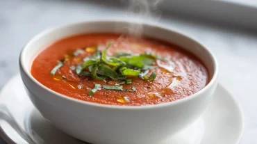 Heerlijke tomatensoep gemaakt in de Airfryer, vol smaak en gezonde ingrediënten.