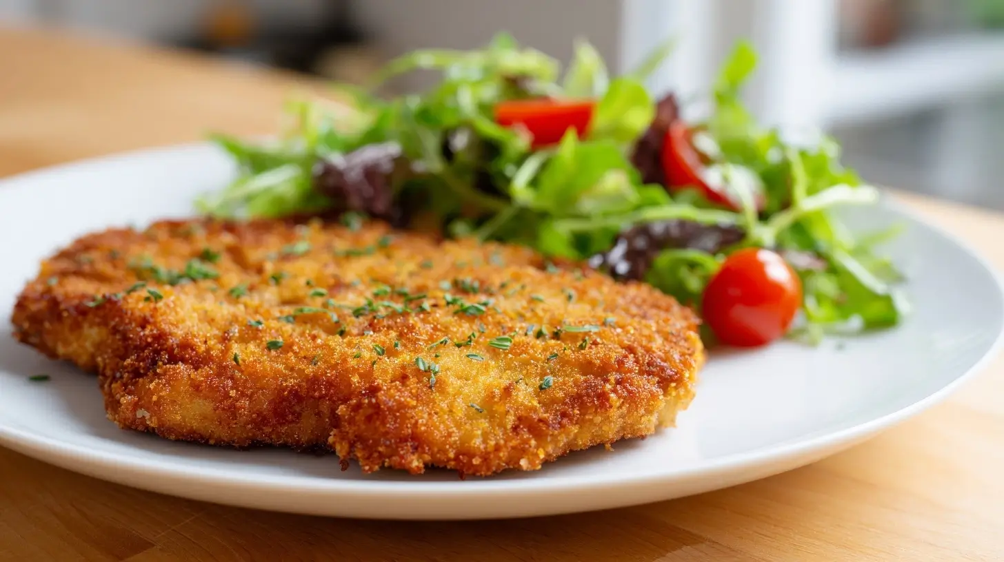 Heerlijke varkensschnitzel bereid in de Airfryer voor een knapperig resultaat.