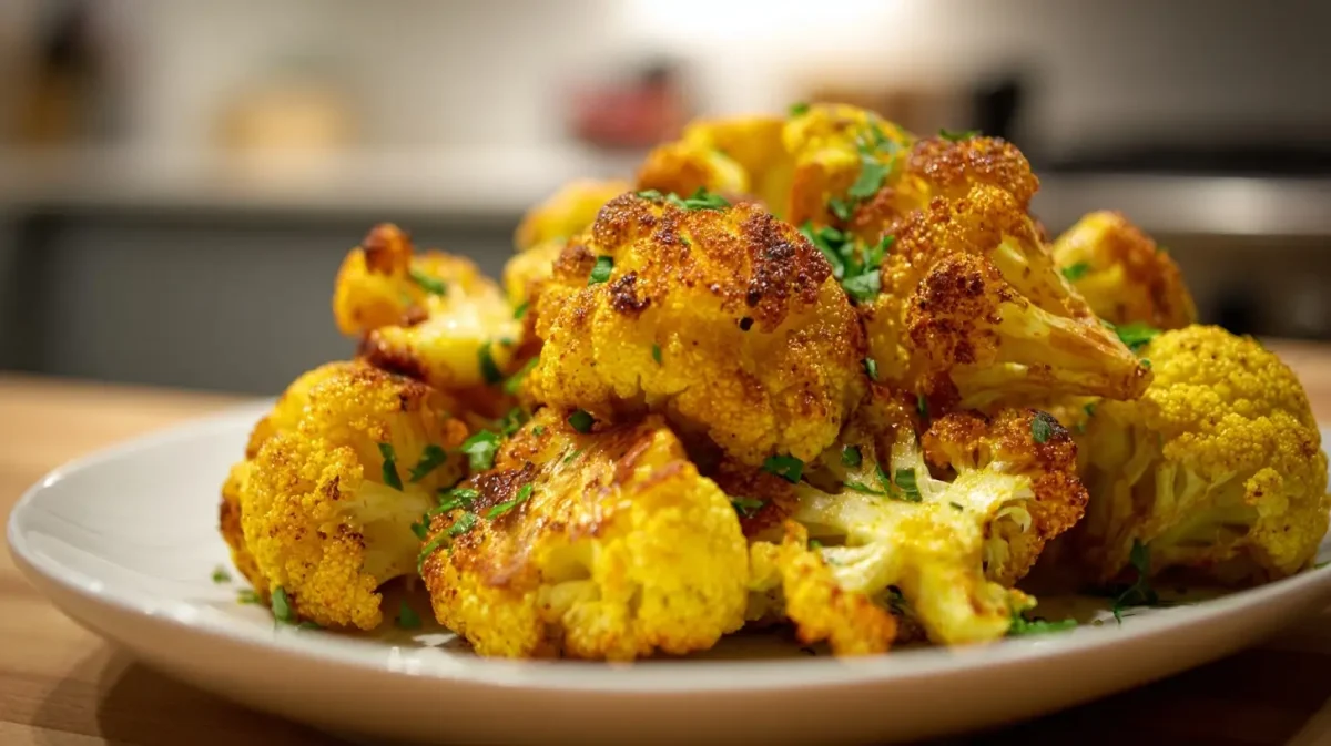 Heerlijke bloemkool met kerrie bereid in de Airfryer voor een knapperige twist.