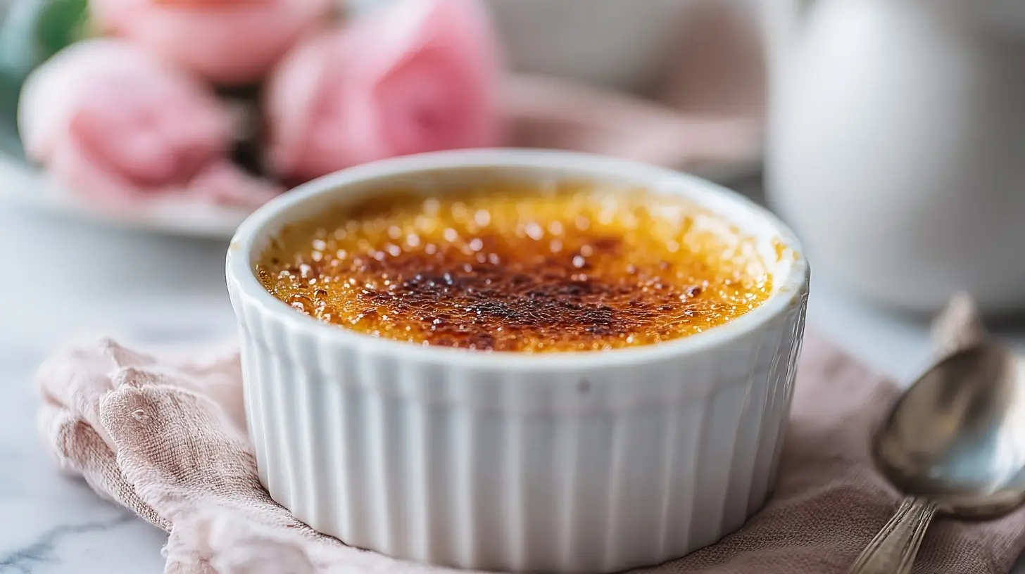 Heerlijke crème brûlée met een perfect krokante karamellaag bereid in de Heteluchtfriteuse.
