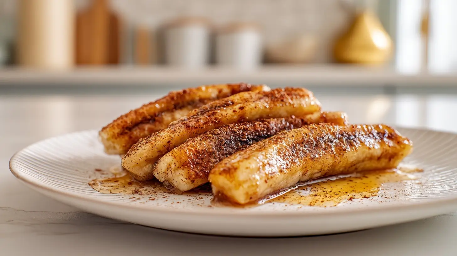 Heerlijke gebakken banaan bereid in de Heteluchtfriteuse voor een gezondere snack.