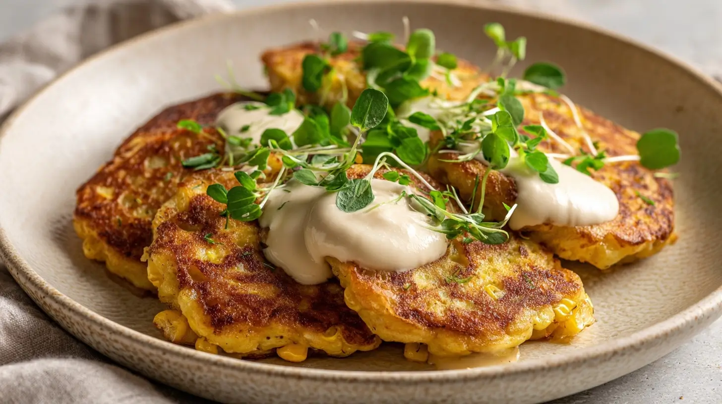 Heerlijke maiskoekjes bereid in de heteluchtfriteuse met een knapperige korst.