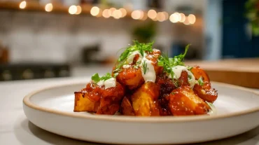 Heerlijke patatas bravas met een krokante laag en een pittige dipsaus, perfect uit de Heteluchtfriteuse.