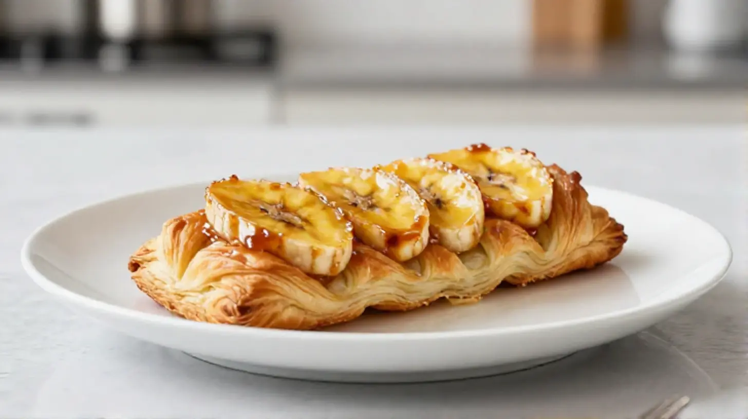 Heerlijke banaan in bladerdeeg bereidt in de Airfryer voor een smakelijke snack.