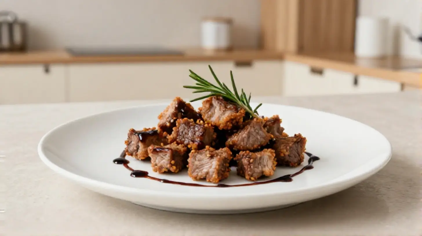 Heerlijke biefstukpuntjes in de Heteluchtfriteuse voor een mals en sappig resultaat.