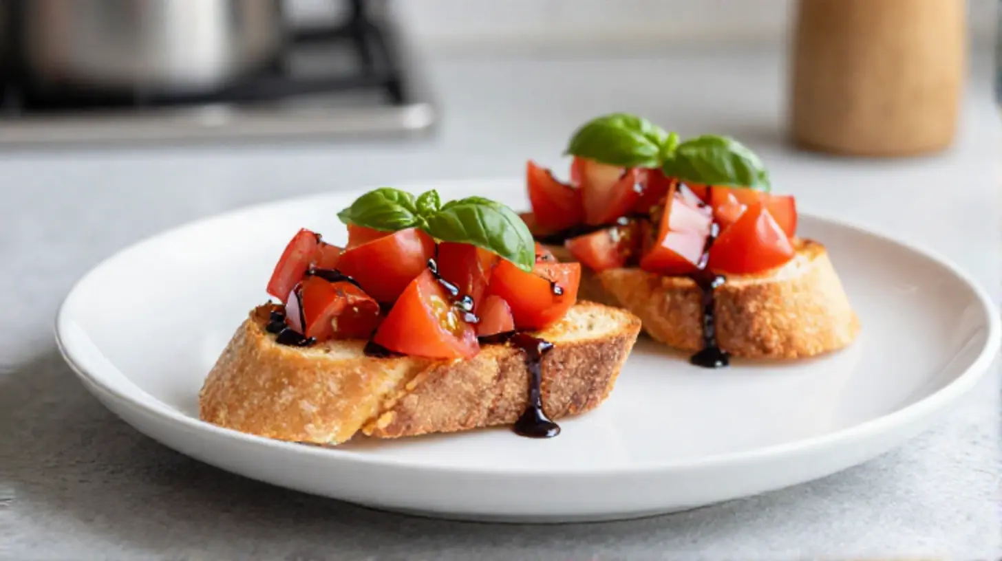 Heerlijke bruschetta met tomaat en basilicum, perfect bereid in de Airfryer.