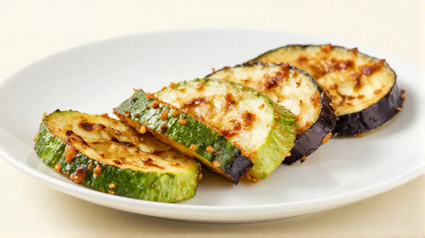 Heerlijke courgette en aubergine bereid in de airfryer voor een gezonde maaltijd.