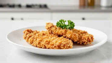 Krokante gepaneerde kipfilethaasjes bereid in de Airfryer voor een gezonde smaakervaring.
