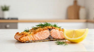 Heerlijke zalmfilet die perfect is gegaard in de airfryer.