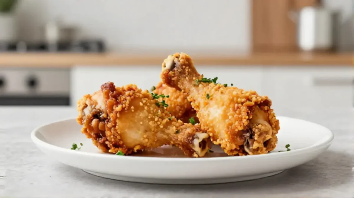 Heerlijke kipdrumsticks die perfect zijn bereid in de heteluchtfriteuse voor een knapperig resultaat.