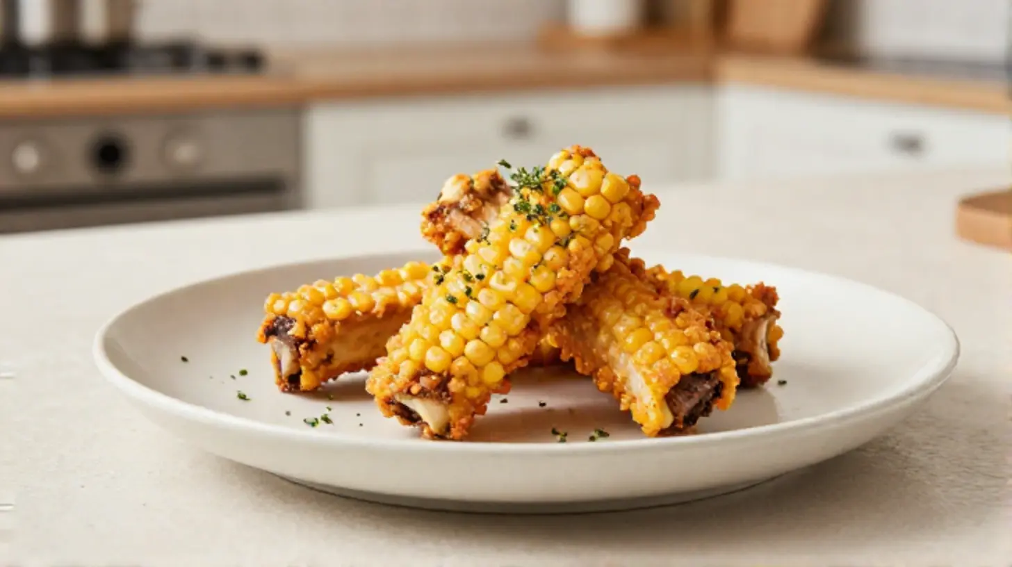 Heerlijke maïs ribs met een krokante en sappige textuur, perfect bereid in de Heteluchtfriteuse.