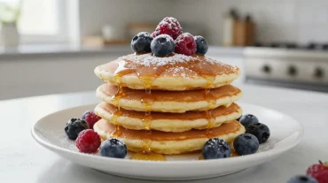 Luchtige Amerikaanse pancakes bereid in de Airfryer voor een gezonde twist.