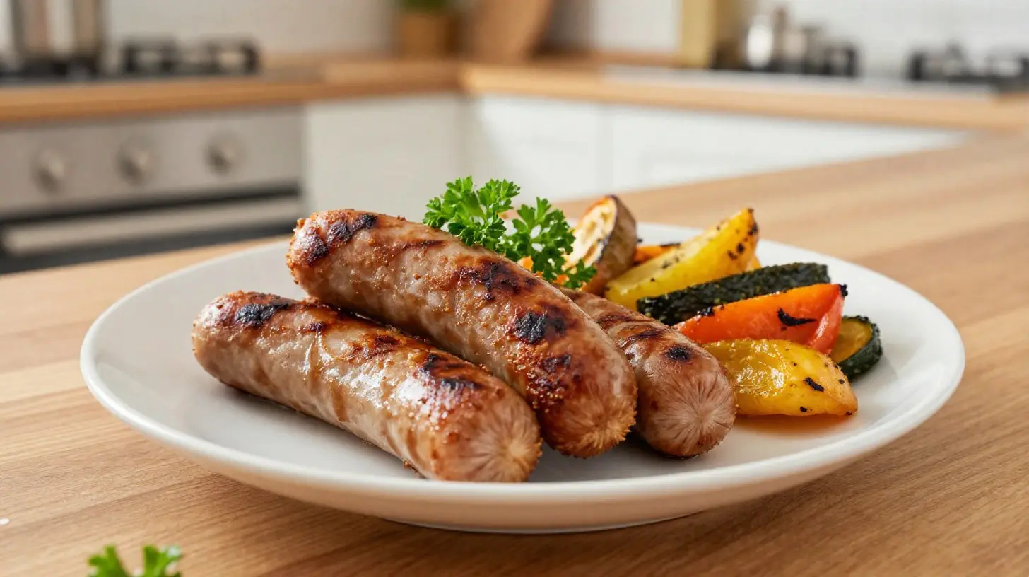 Heerlijke braadworst in de Airfryer, perfect gekruid en knapperig.
