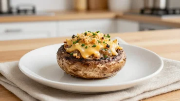 Heerlijke gevulde portobello met smaakvolle vulling, bereid in de Airfryer.