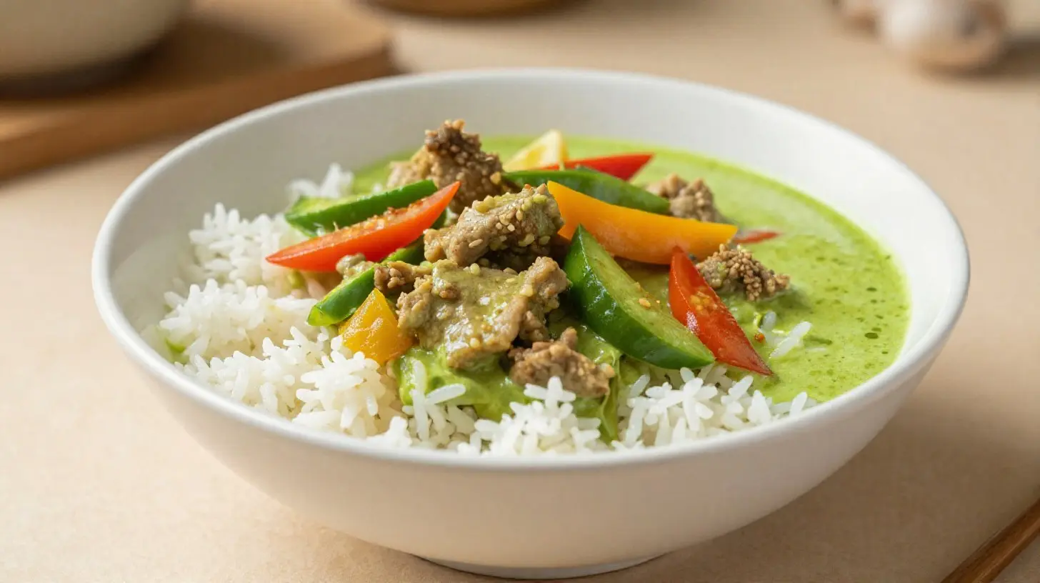 Heerlijke groene curry gemaakt in de Airfryer voor een snelle maaltijd.